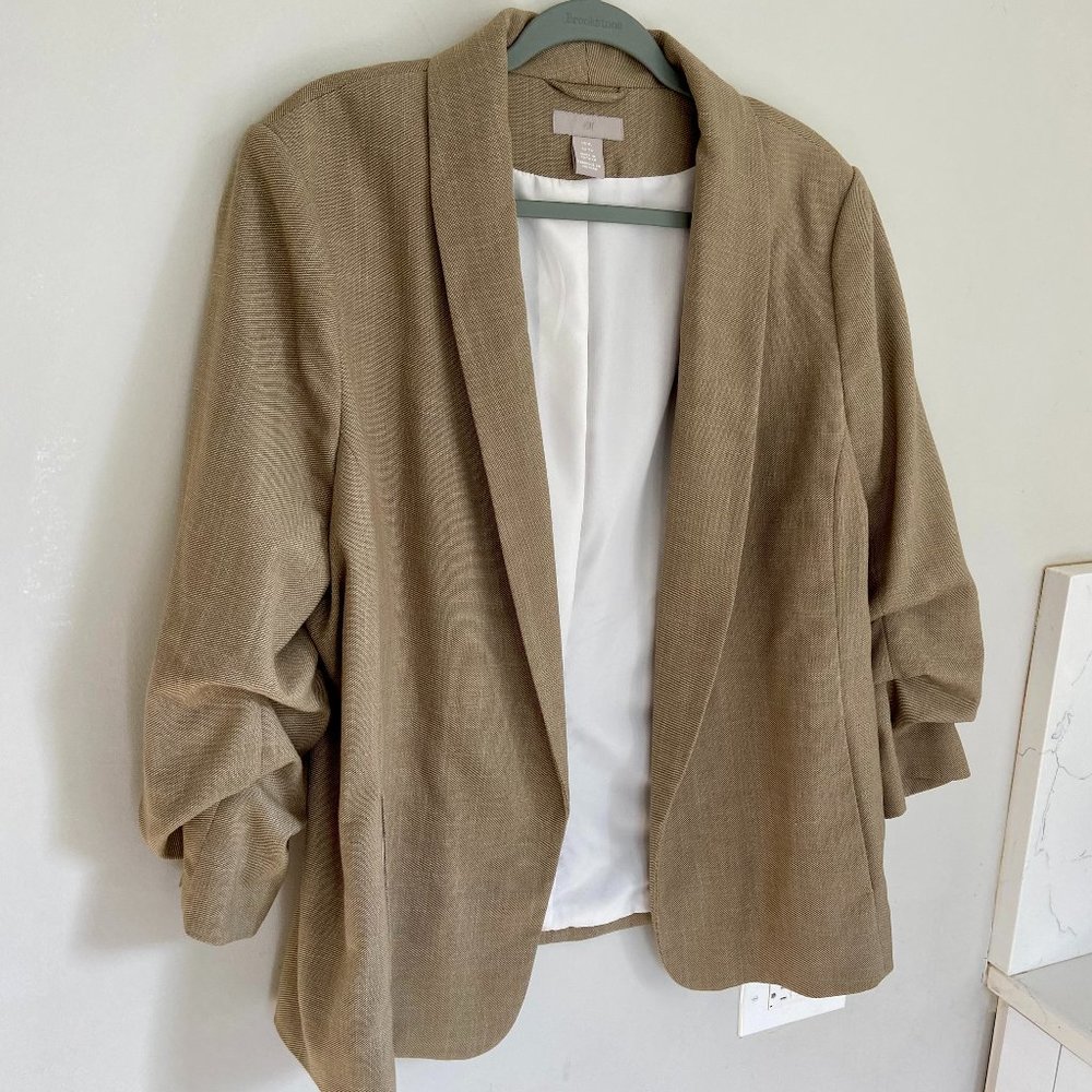 H&M Khaki/Tan Blazer with Gathered Sleeves [XL]